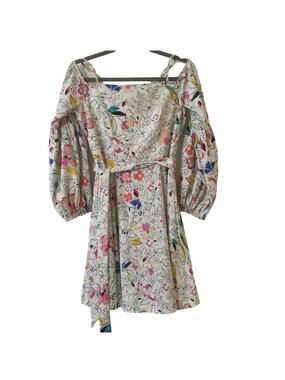 Clover and Sloane Medium Floral Dress Off Shoulder Spaghetti Strap Long Sleeves